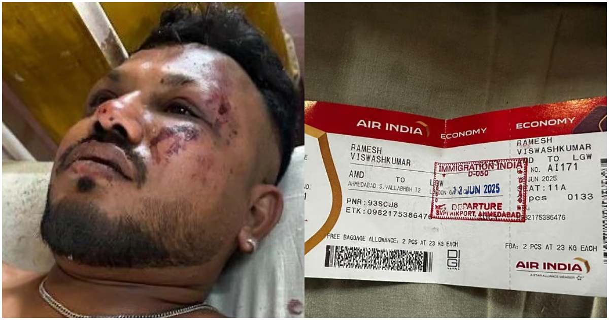 এয়ার ইন্ডিয়ার বিধ্বস্ত বিমানের ১১এ আসনের যাত্রী ছিলেন রমেশ বিশ্বকুমার। কোলাজ: দ্য নিউ ইন্ডিয়ান এক্সপ্রেস